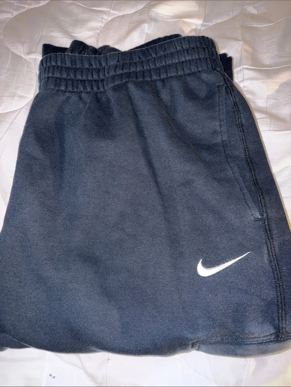 Nike Beige Mens Athletic Shorts with White Swoosh